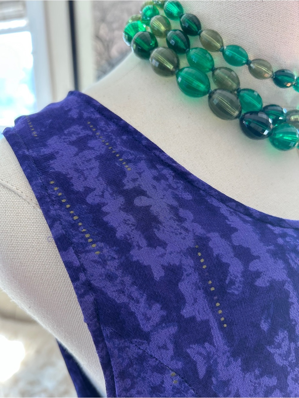 Vintage Green Beads, Triple Strand